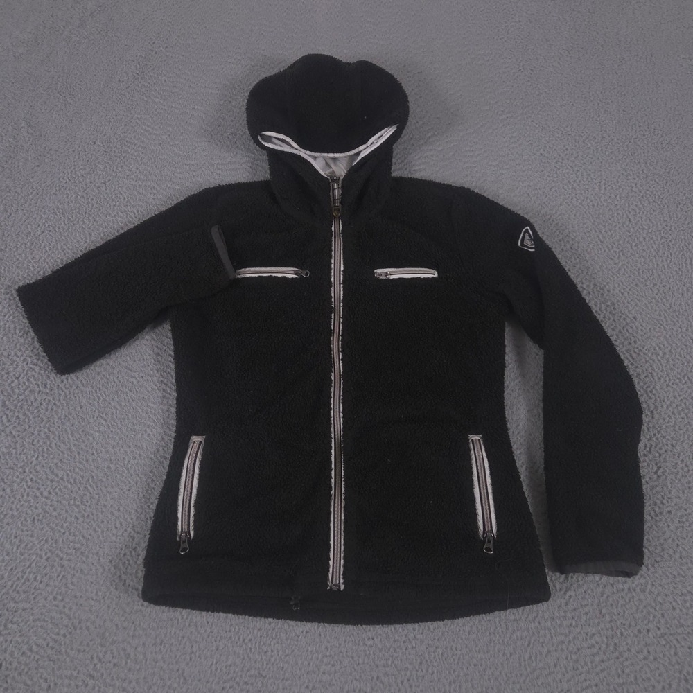 Kuhl Jacket Womens Medium Black Skata Hooded Fleece Sherpa Full Zip Warm Outdoor